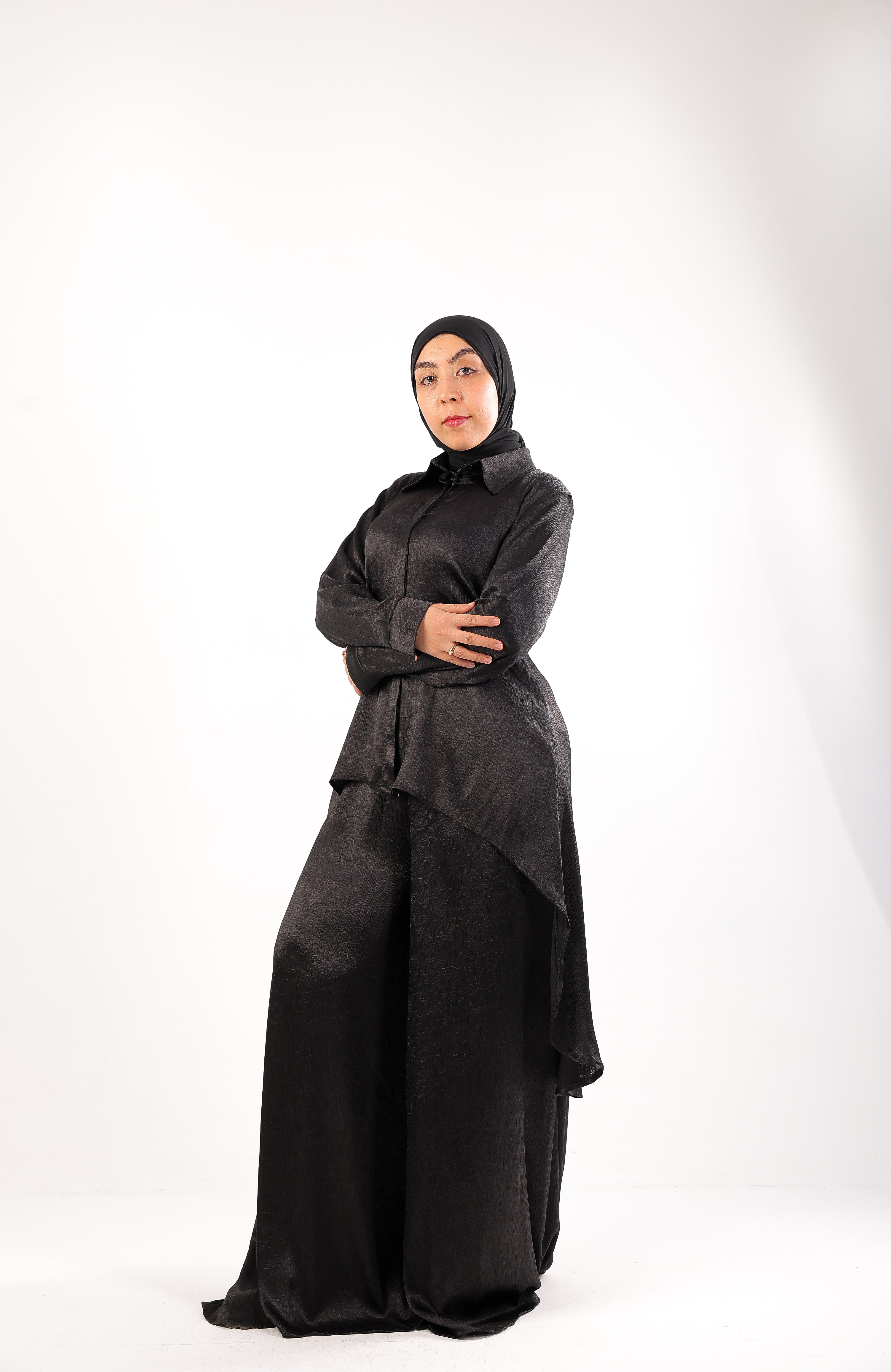 Silk Wide-Leg Set – Code 4695 Black – The Cape