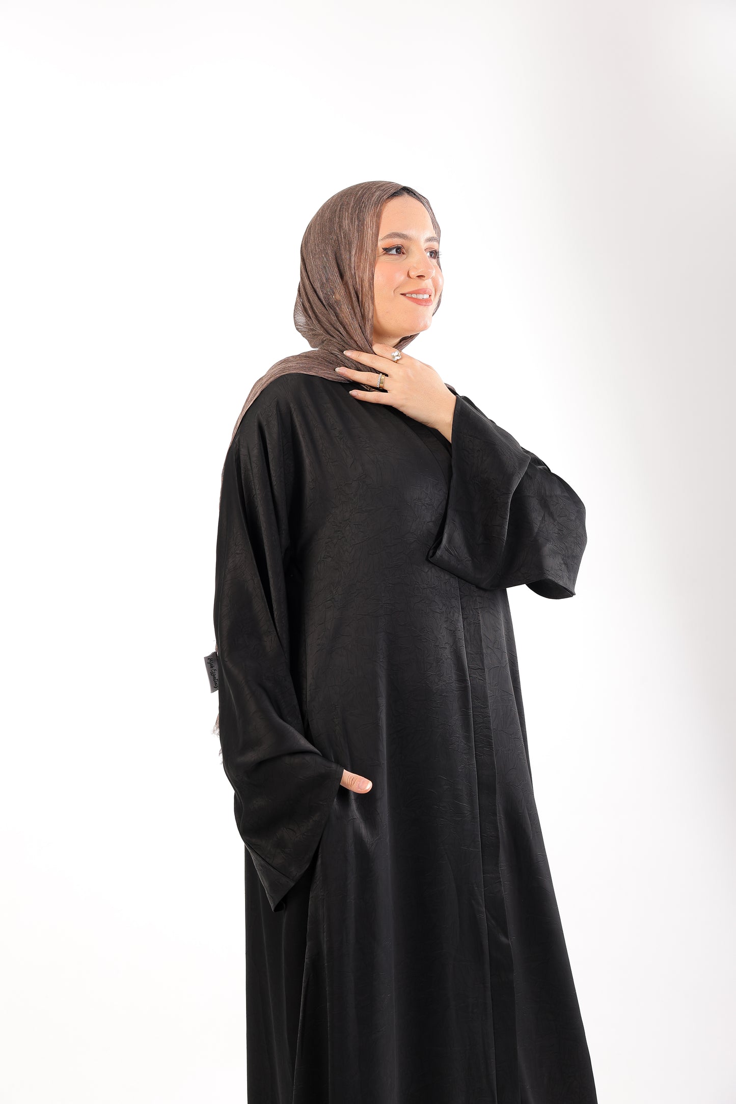 our Jacquard Silk Abaya with hidden buttons and Pockets 
Code 800B