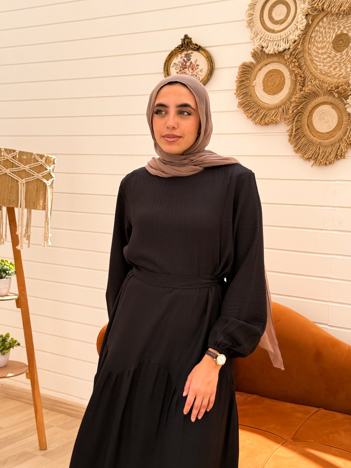 Gathered Waist Dress C601 Black