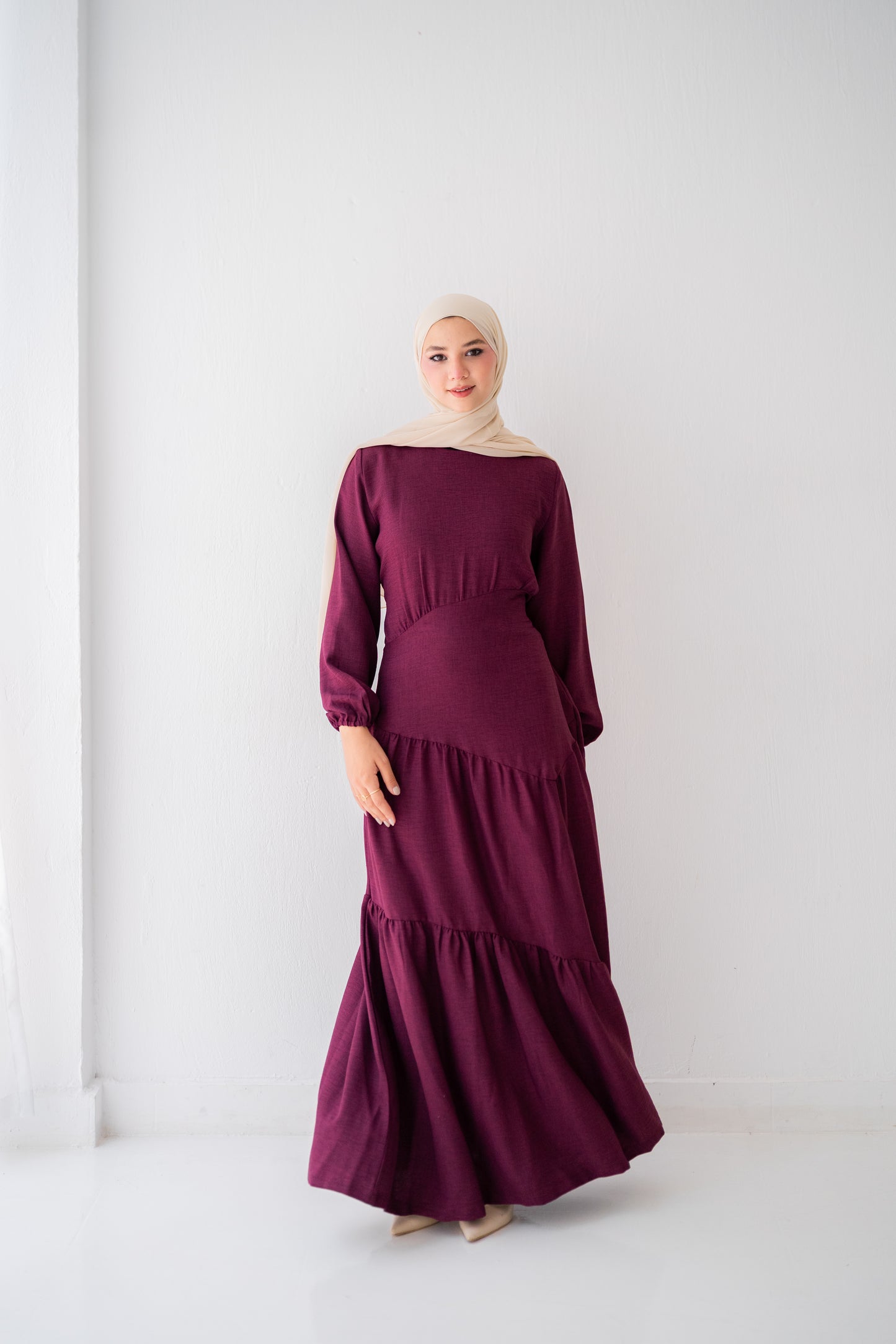Linen Dress Code 401 burgundy