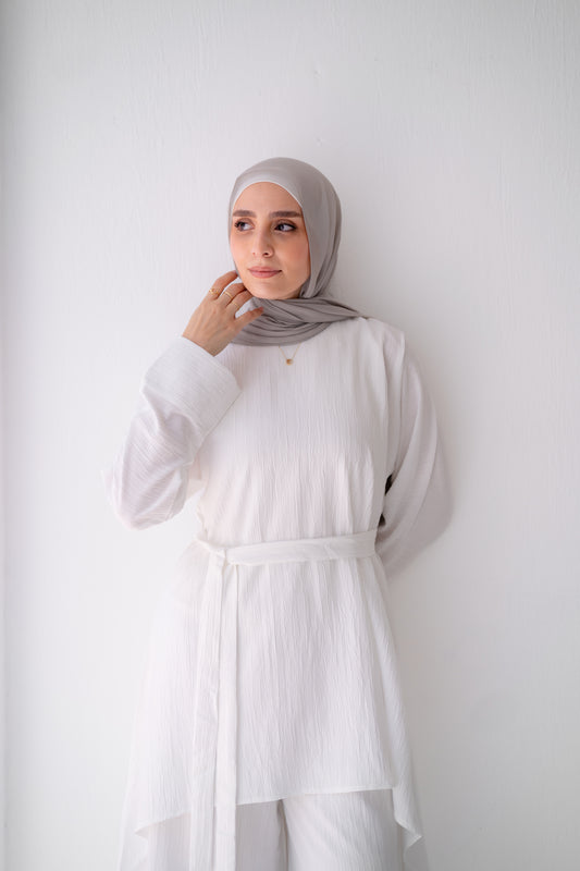 Crinkle Asymmetric long Blouse code 10C