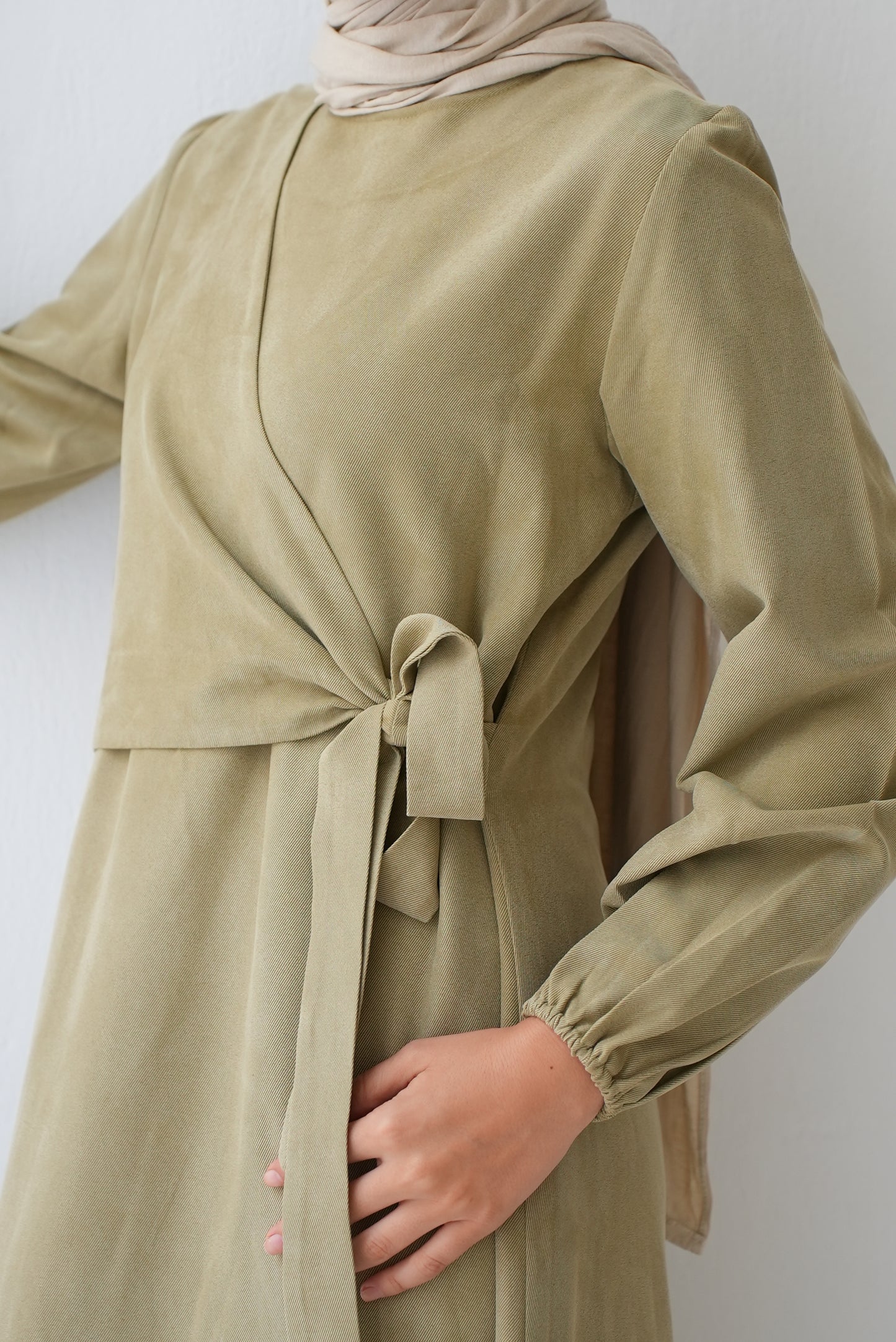 Soft Suede wrap Dress Code fw400 Amber green