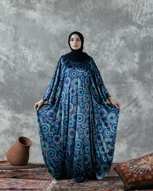 Kaftan jilbab velvet with belt inside Code 777 blue Navy Blue