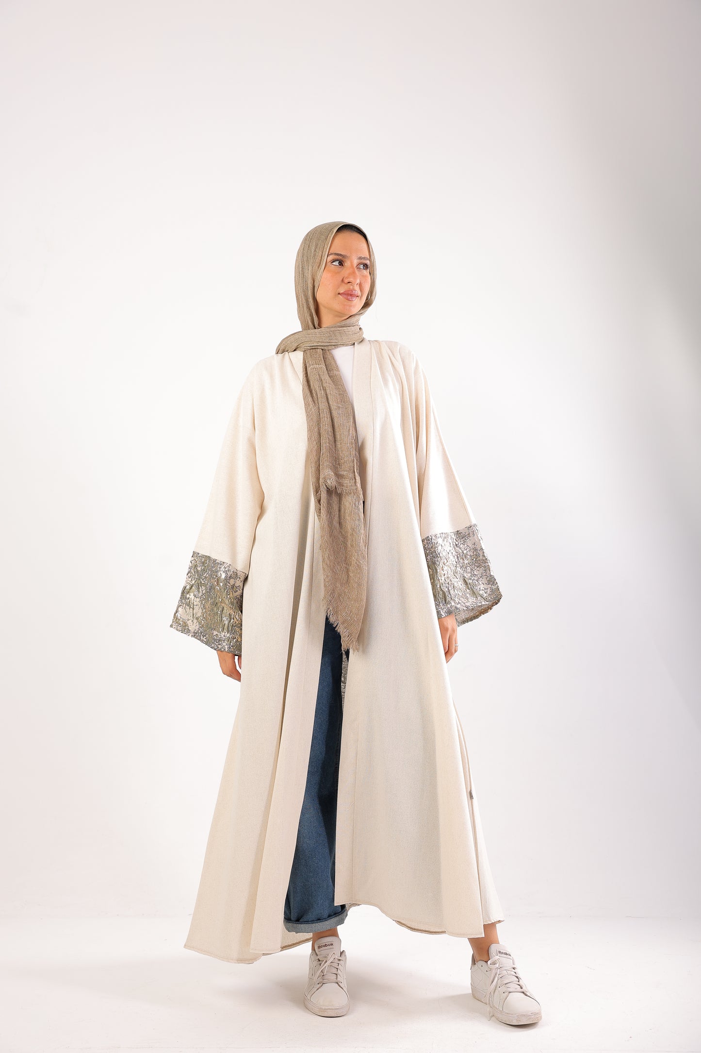 Elegant Shimmer Caftan – Code 511 Off White
