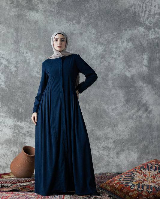 Rib velvet dress with hidden buttons Code FW 104 blue