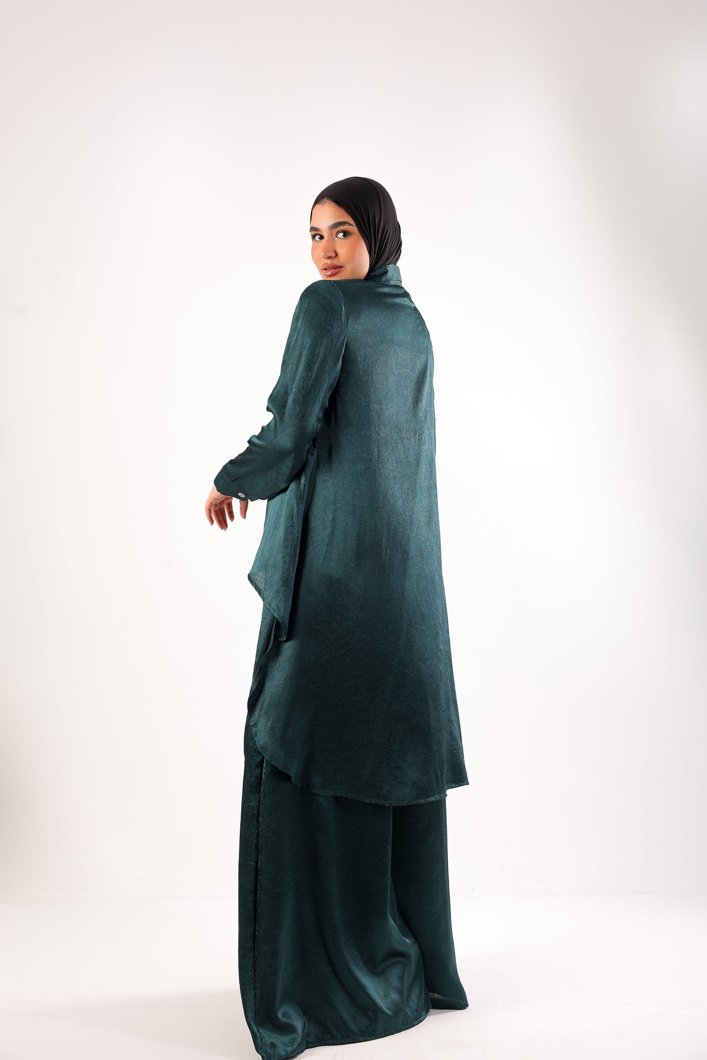 Silk Wide-Leg Set – Code 4695 Teal.