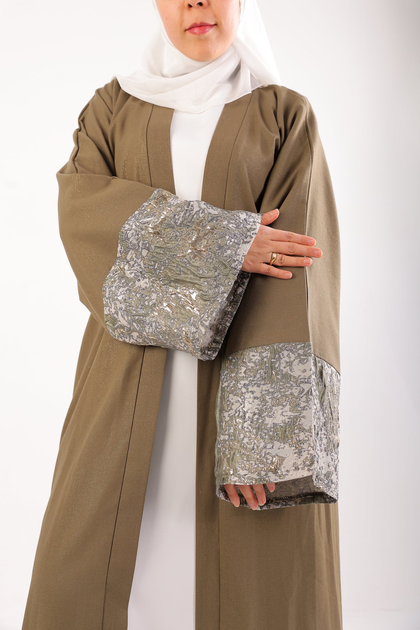 Elegant Shimmer Caftan – Code 511 Olive