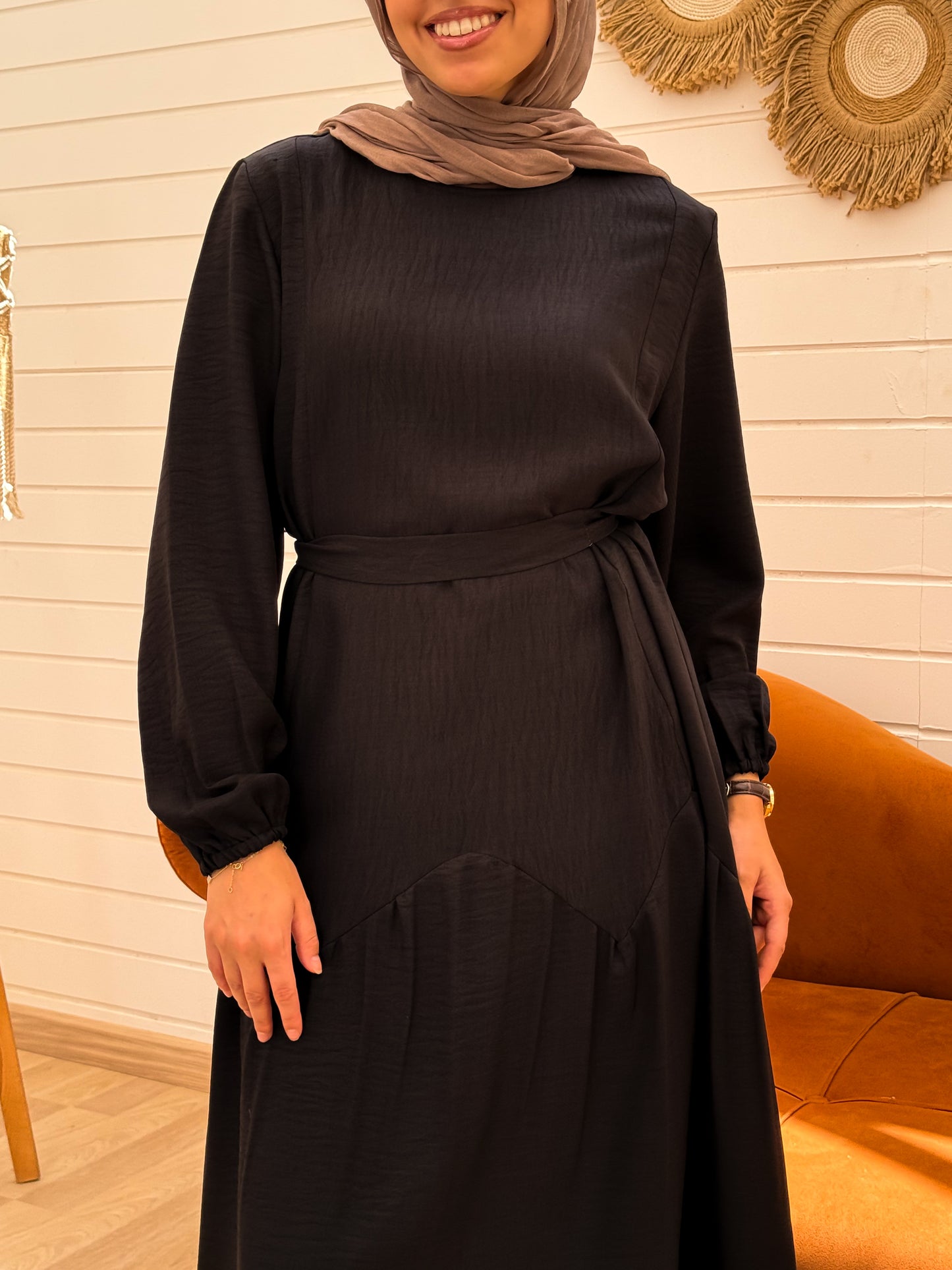 Gathered Waist Dress C601 Black