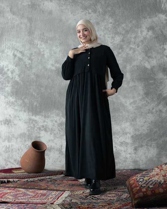 Rib velvet dress with pocket Code FW 108 black