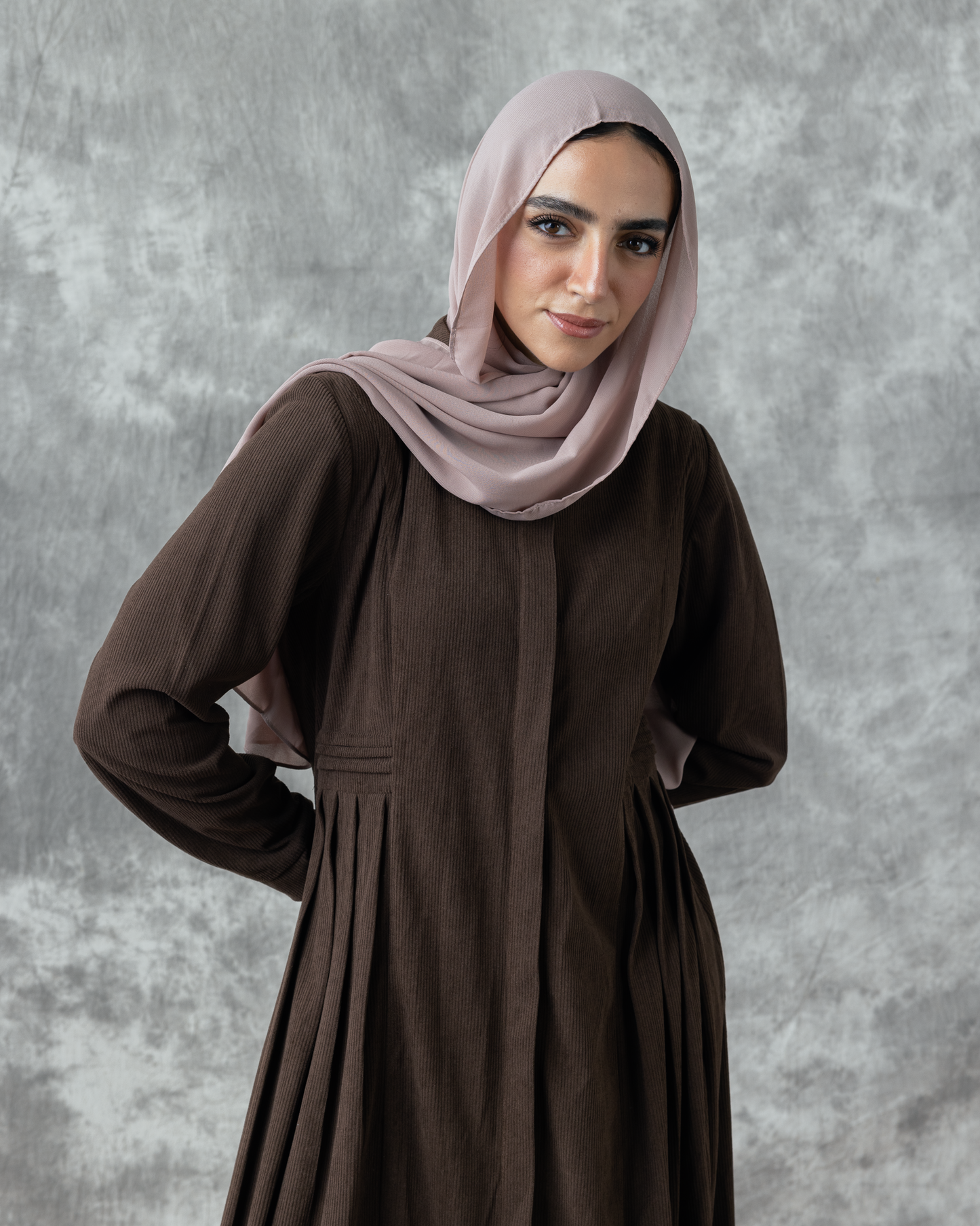 Rib velvet dress with buttons Code Fw 104 brown