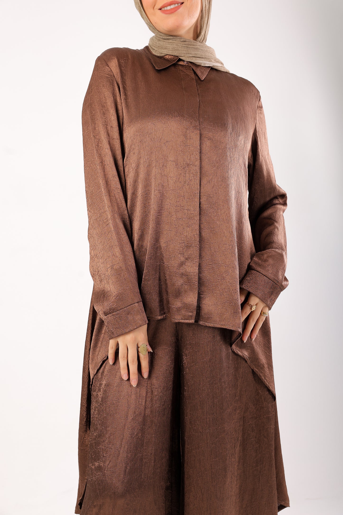 Silk Wide-Leg Set – Code 4695 Brown