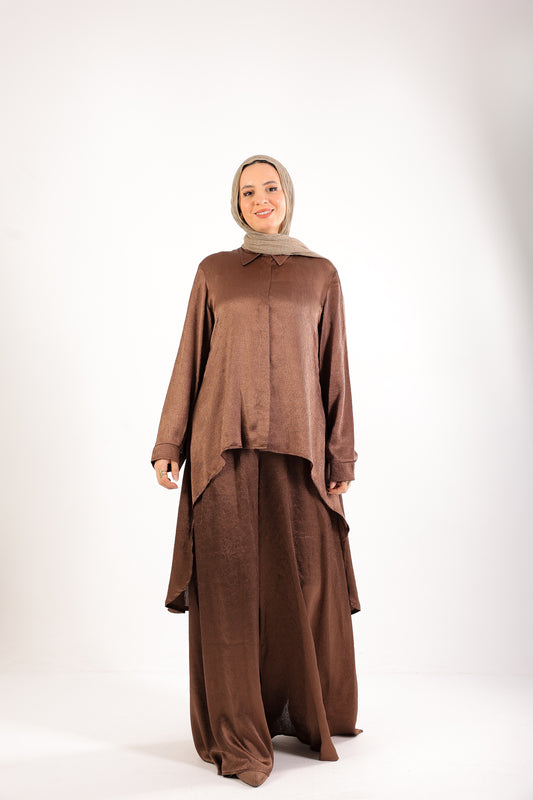 Silk Wide-Leg Set – Code 4695 Brown