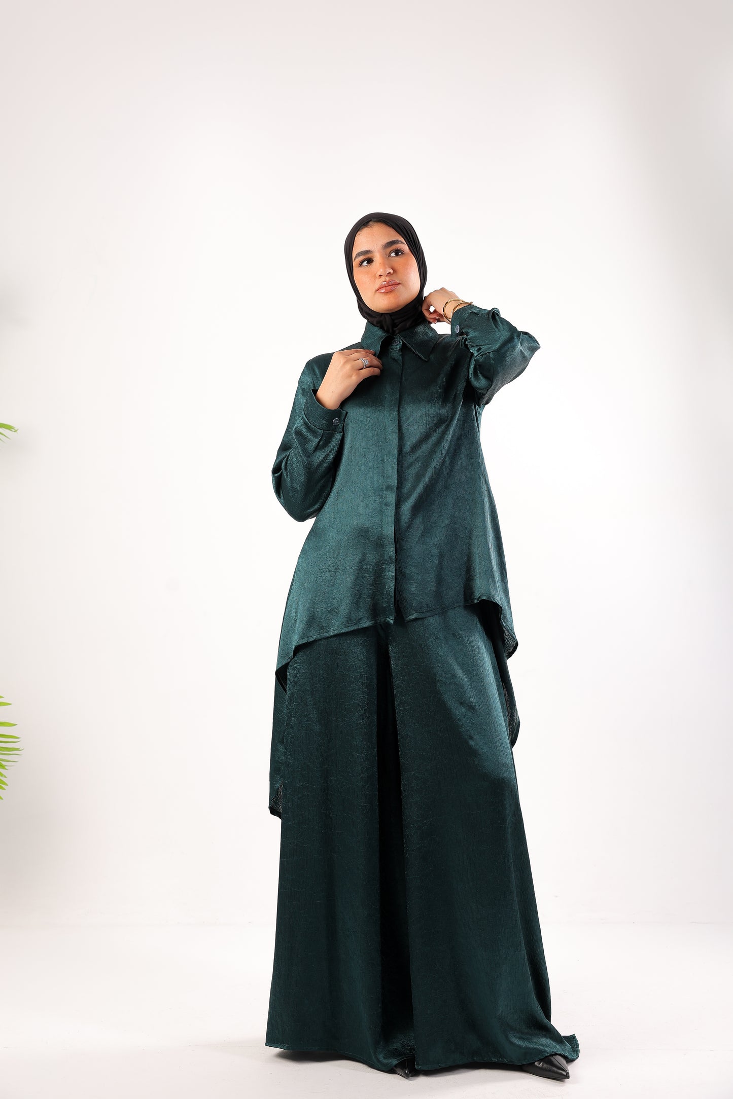 Silk Wide-Leg Set – Code 4695 Teal.