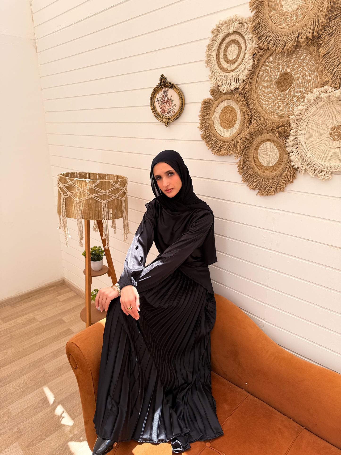 Cross Wrapped Pleated Set C306 Black