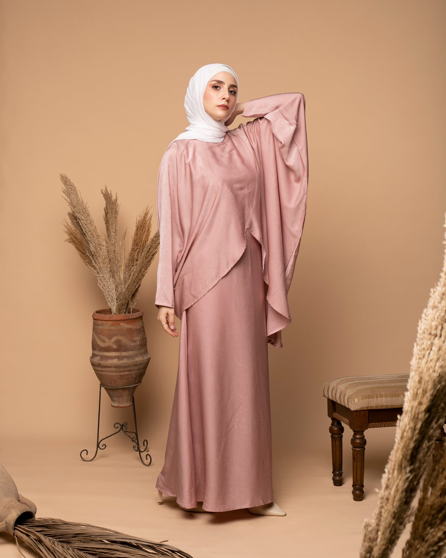 Silk Satin Set (Blouse/Skirt) Rose code 118