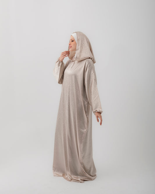 Moroccan Satin Prayer Wear Light Beige