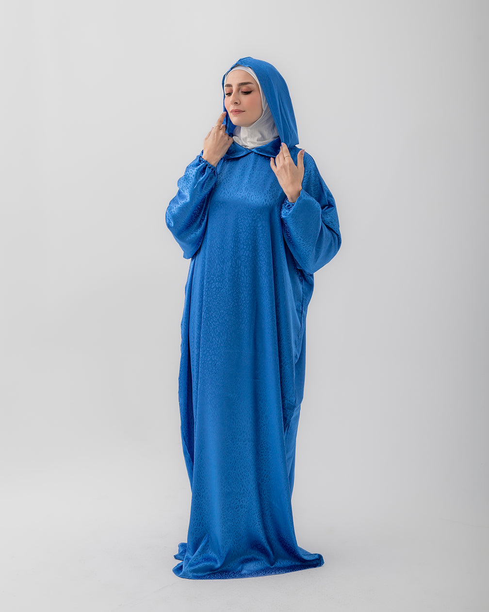 Moroccan Satin Prayer Wear Blue