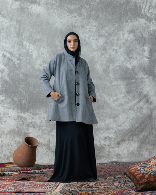 Wool Tweed Coat with Pockets code 202 grey