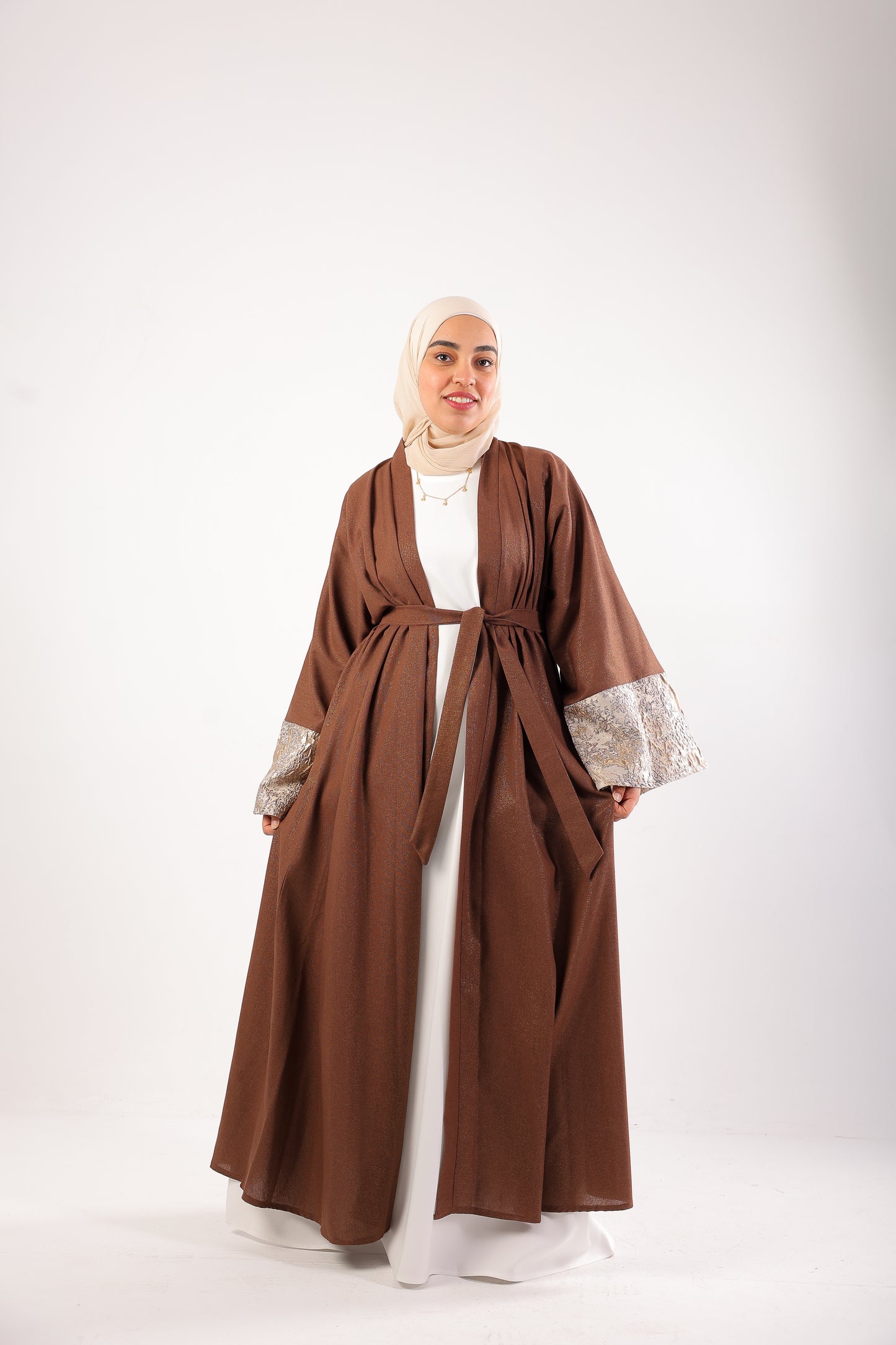 Elegant Shimmer Caftan – Code 511 Brown