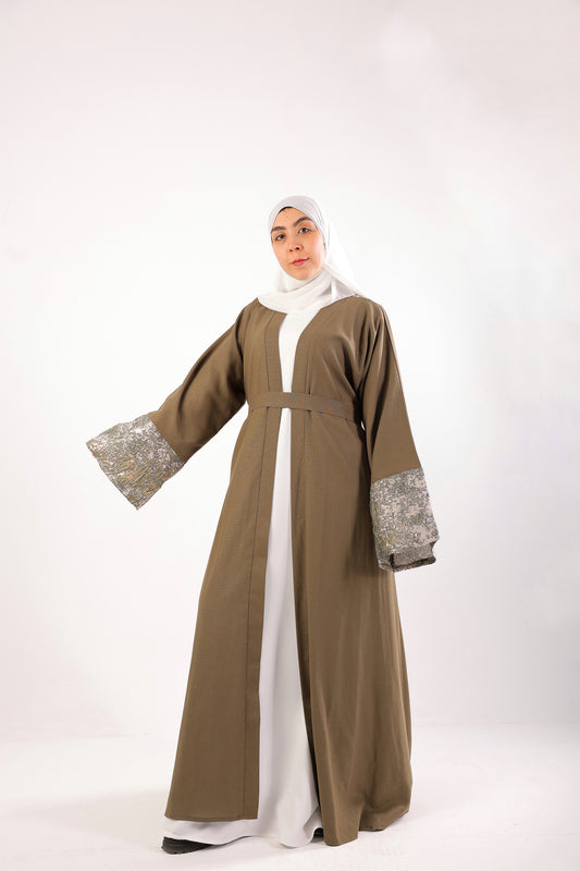 Elegant Shimmer Caftan – Code 511 Olive