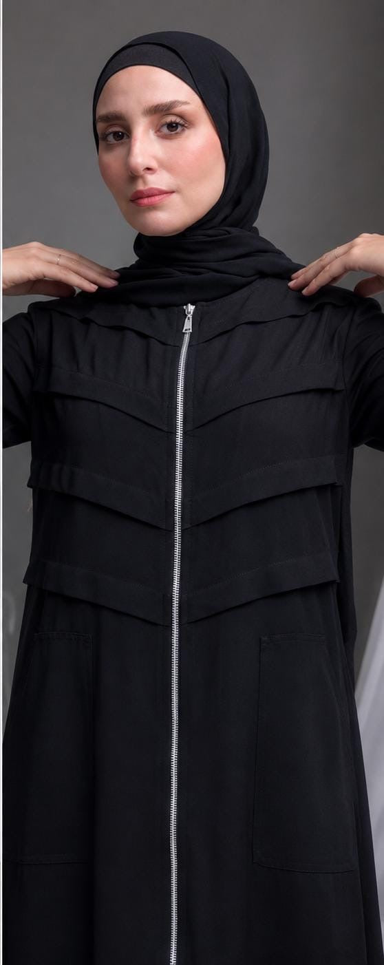 Black Zip Abaya 🖤 with Pockets C94B