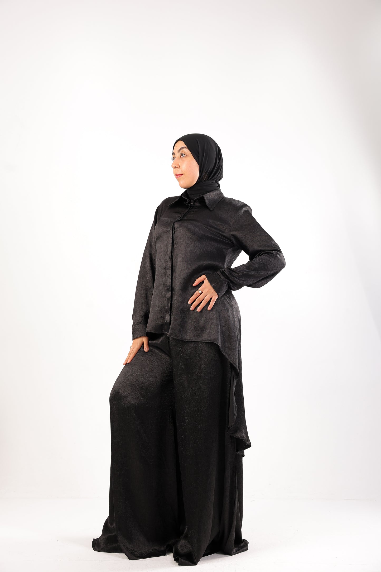 Silk Wide-Leg Set – Code 4695 Black