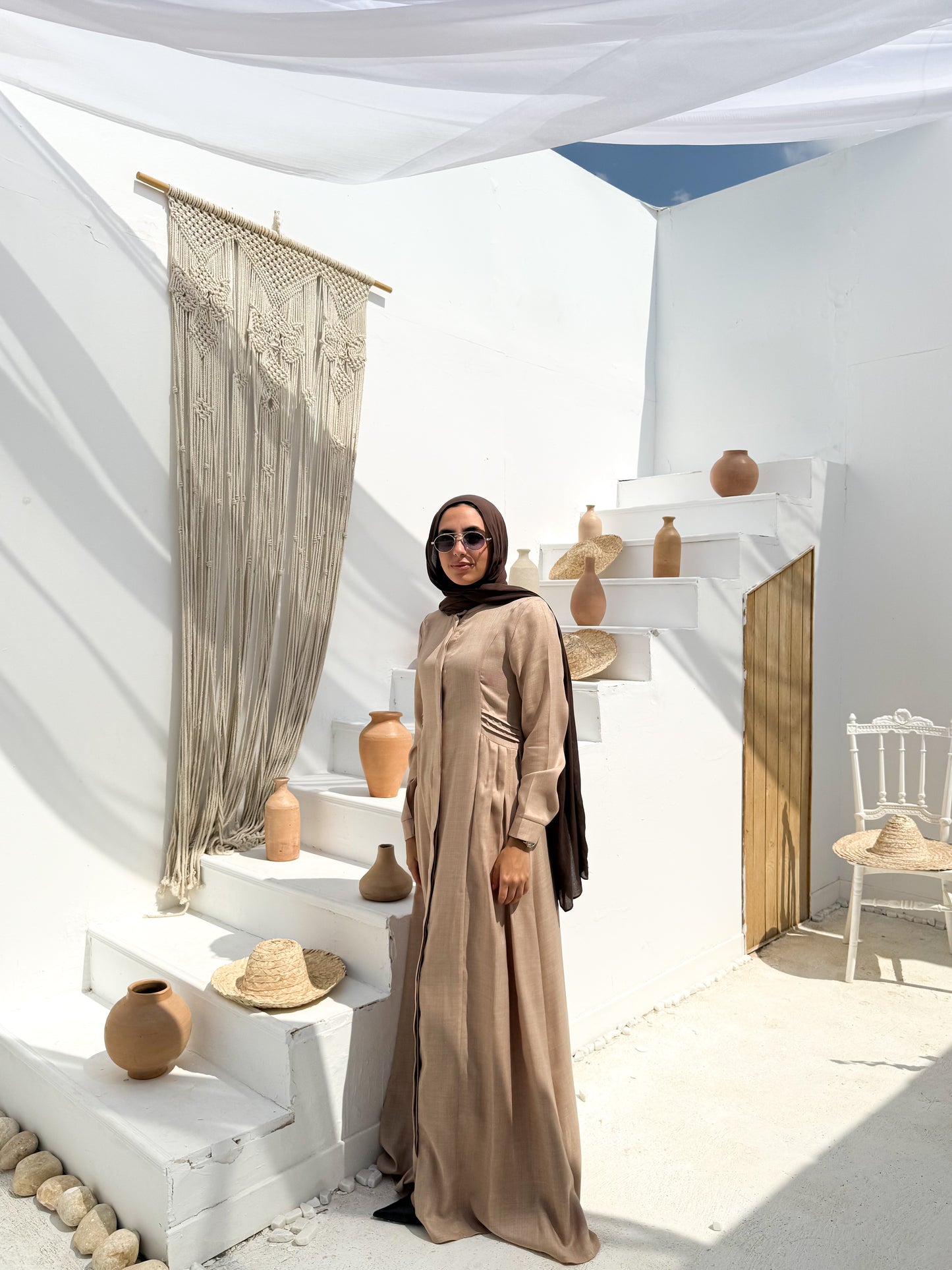 Pleated A line Dress C104 Beige