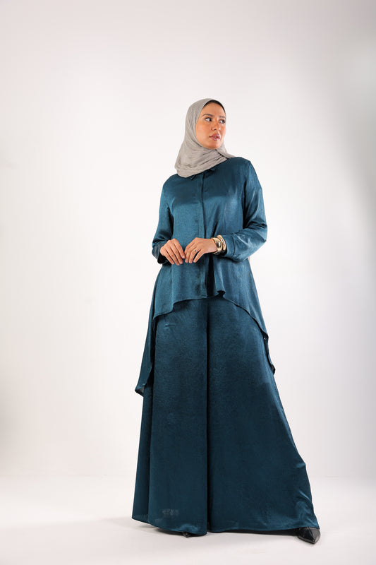 Silk Wide-Leg Set – Code 4695 Blue