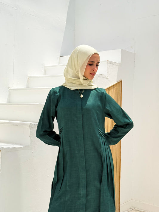 Pleated A line Dress C104 Emerald Green