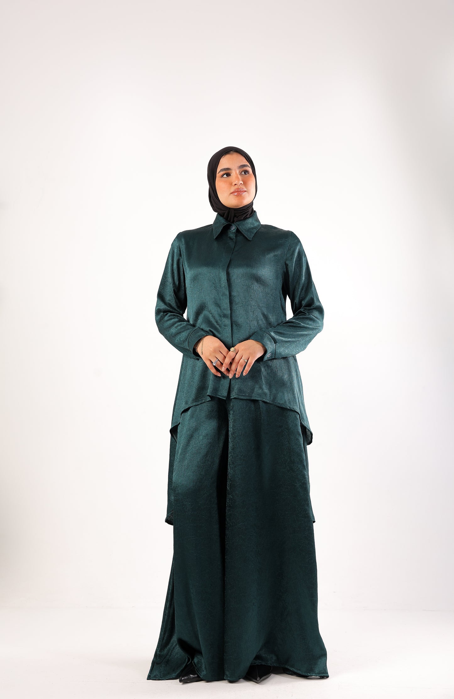 Silk Wide-Leg Set – Code 4695 Teal.