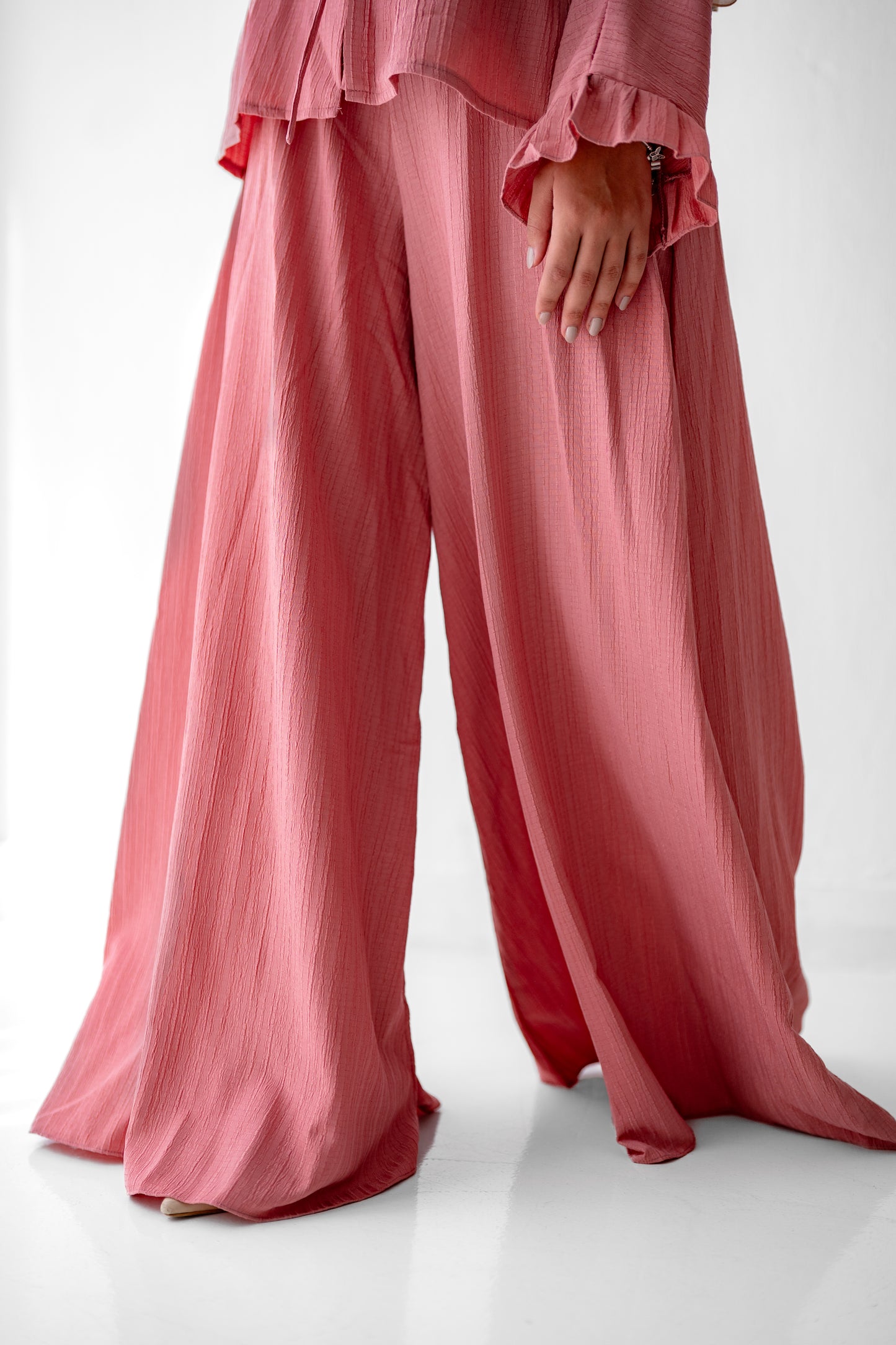 Soft Crinkle Wide-Leg Pants Code 95 Dusty Rose
