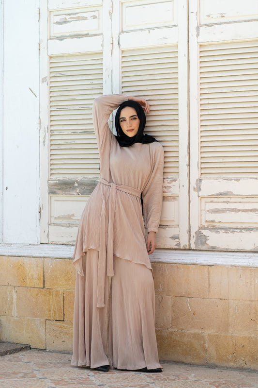 Pleated Satin Set with Belt code 1095
