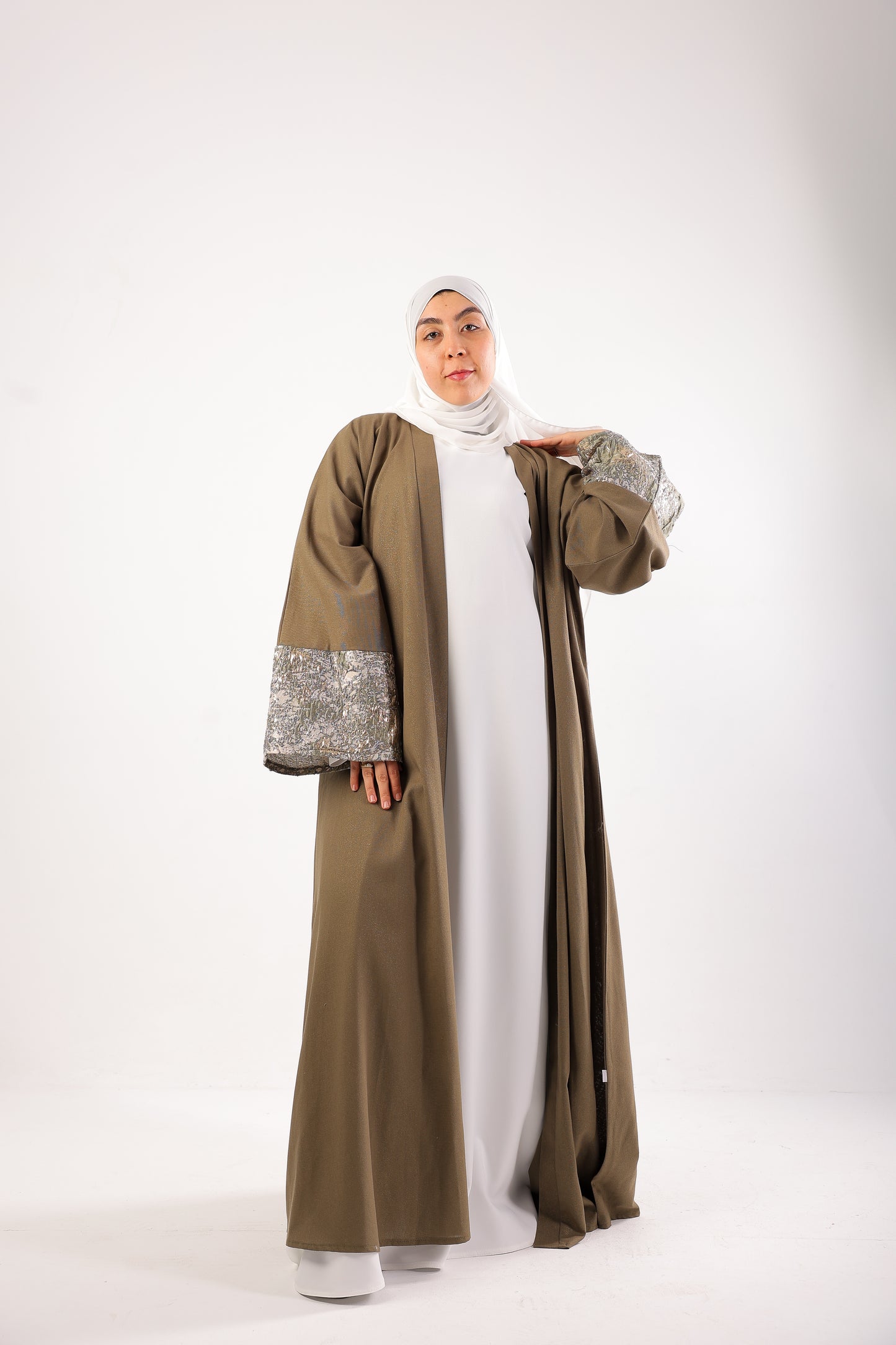 Elegant Shimmer Caftan – Code 511 Olive