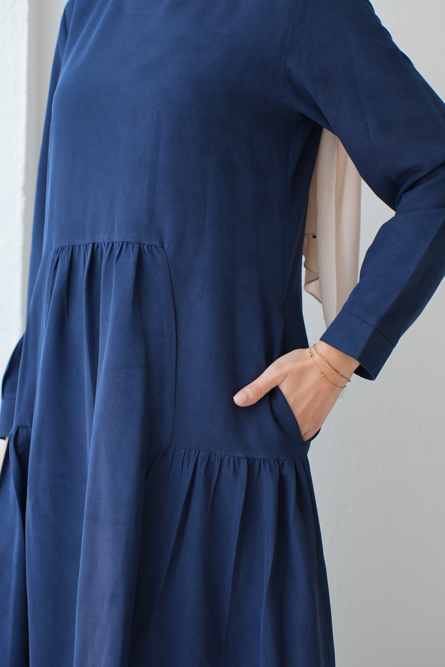 Soft Suede Blue dress with Hidden Pockets Code fw301