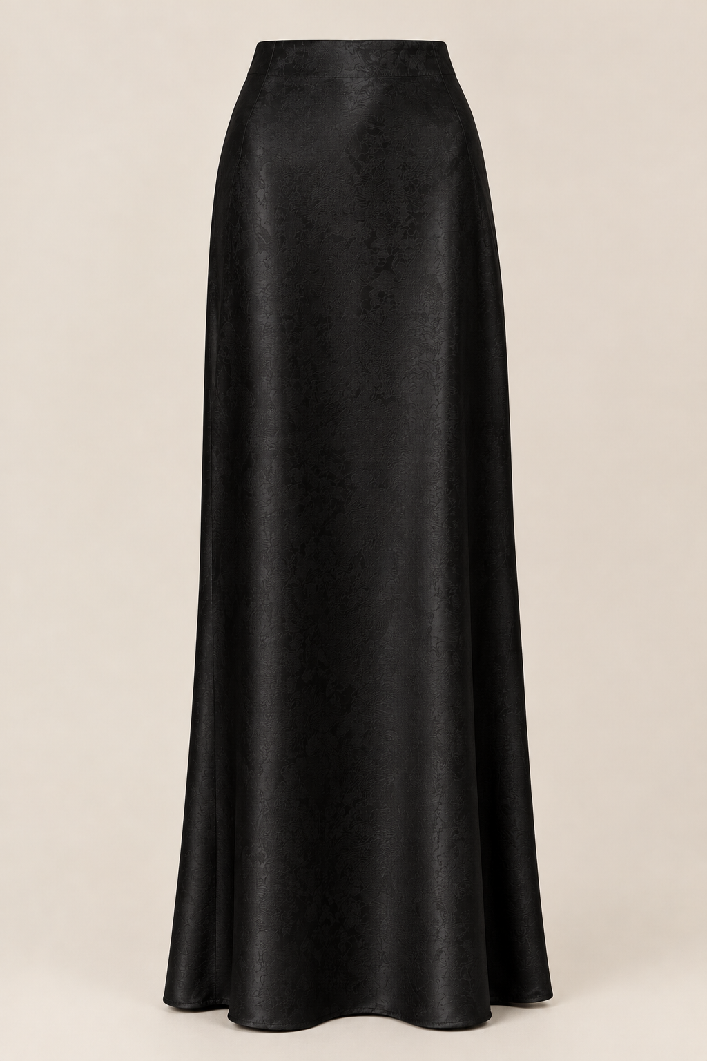 Black Satin Maxi Skirt C1191
