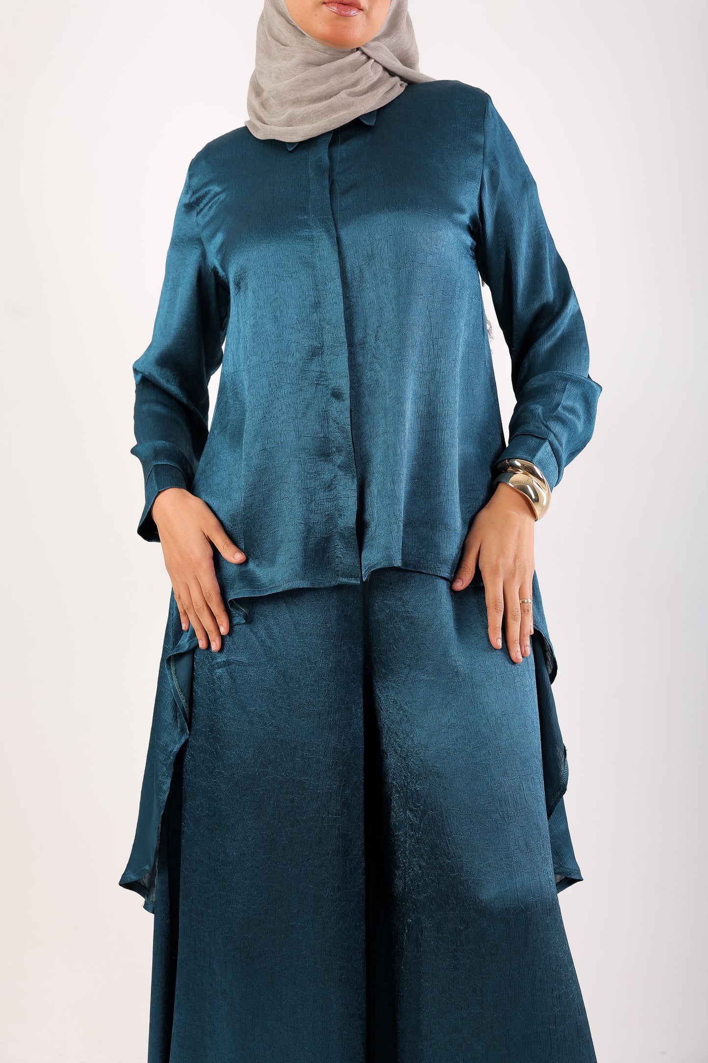 Silk Wide-Leg Set – Code 4695 Blue