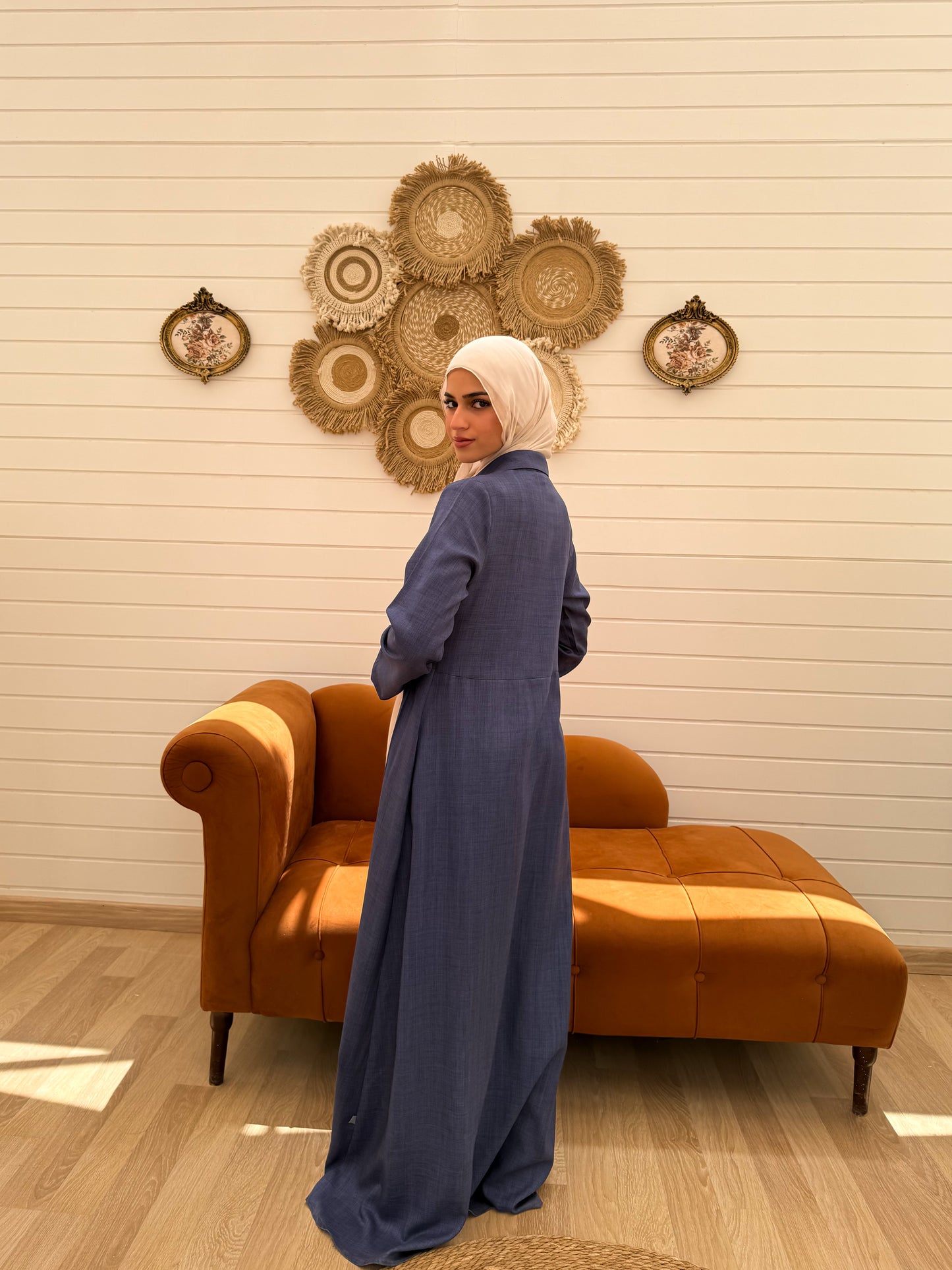 Gathered Waist Dress C408  Dusty Blue
