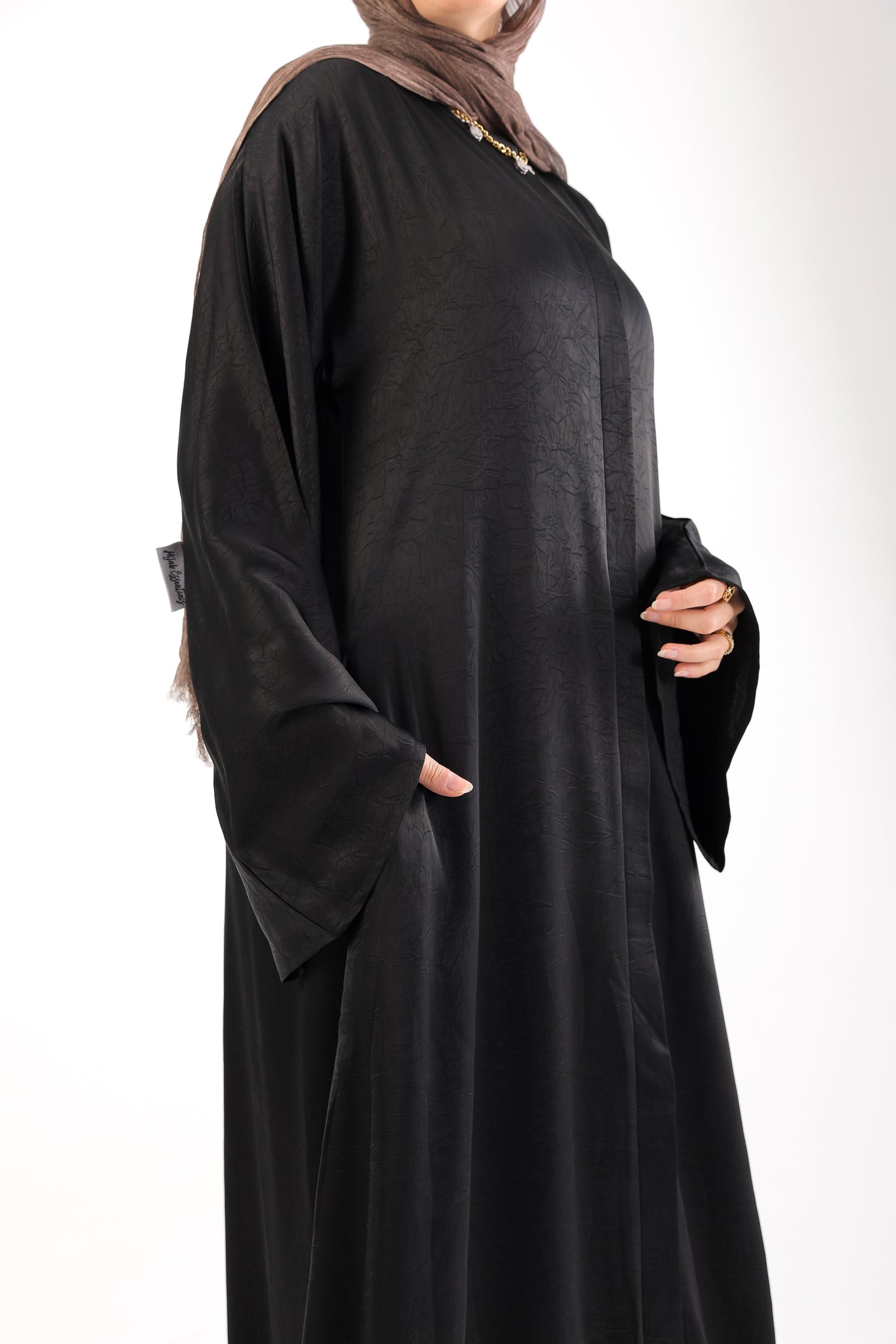 our Jacquard Silk Abaya with hidden buttons and Pockets 
Code 800B