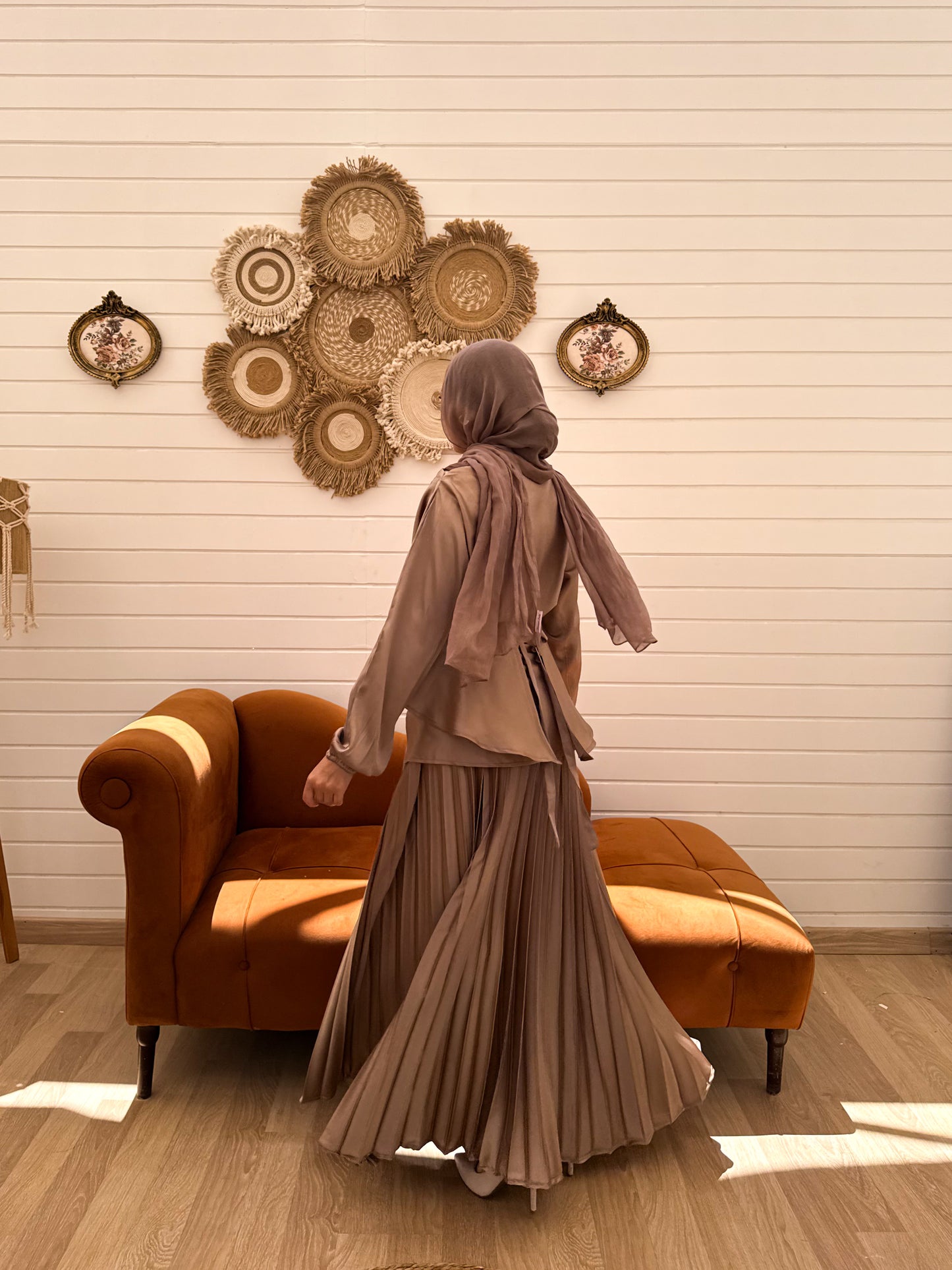 Cross Wrapped Pleated Set C306 Café