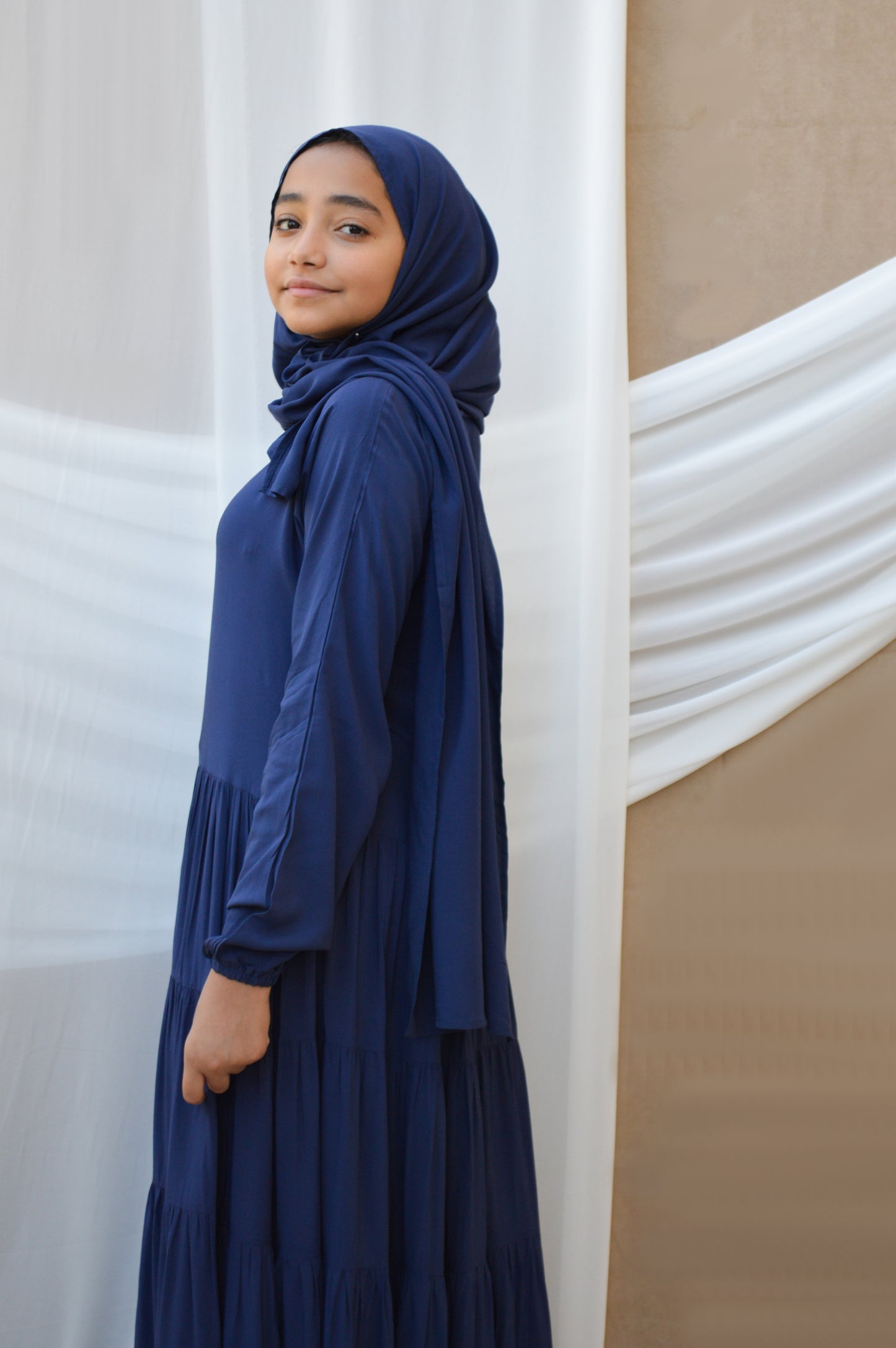 Cotton viscose prayer wear for girl code 1100 navy