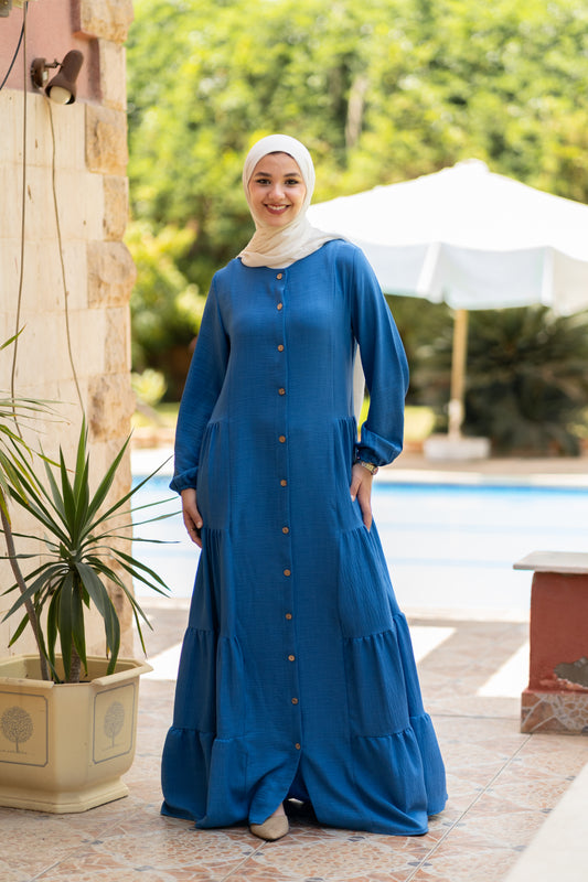 Buttoned linen dress code 109