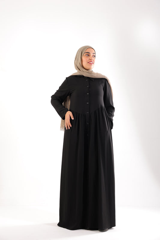 ease, effortless ,
Soft crepe abaya with buttons and pockets Code 408