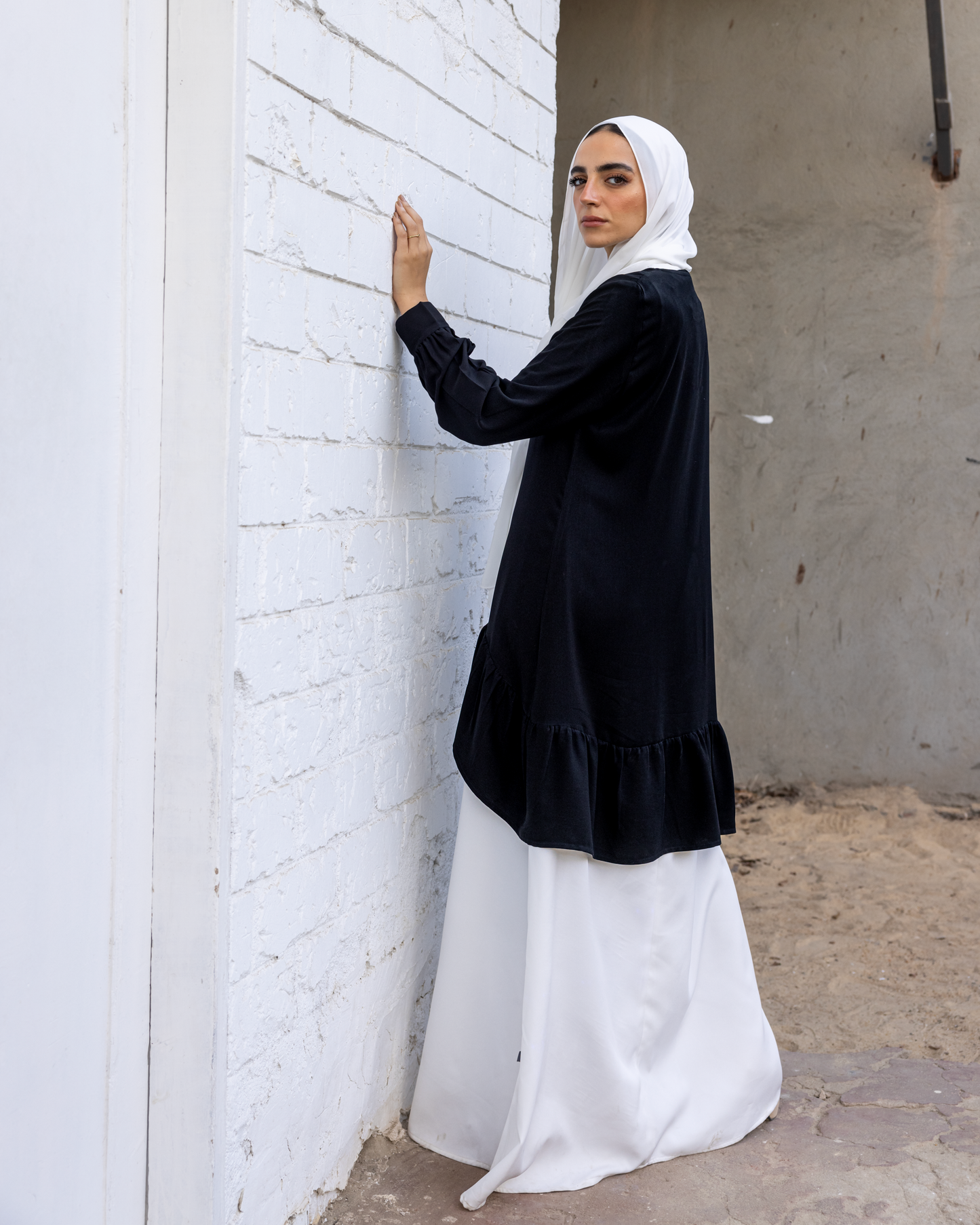 Front Buttoned Crepe Top Black code 300