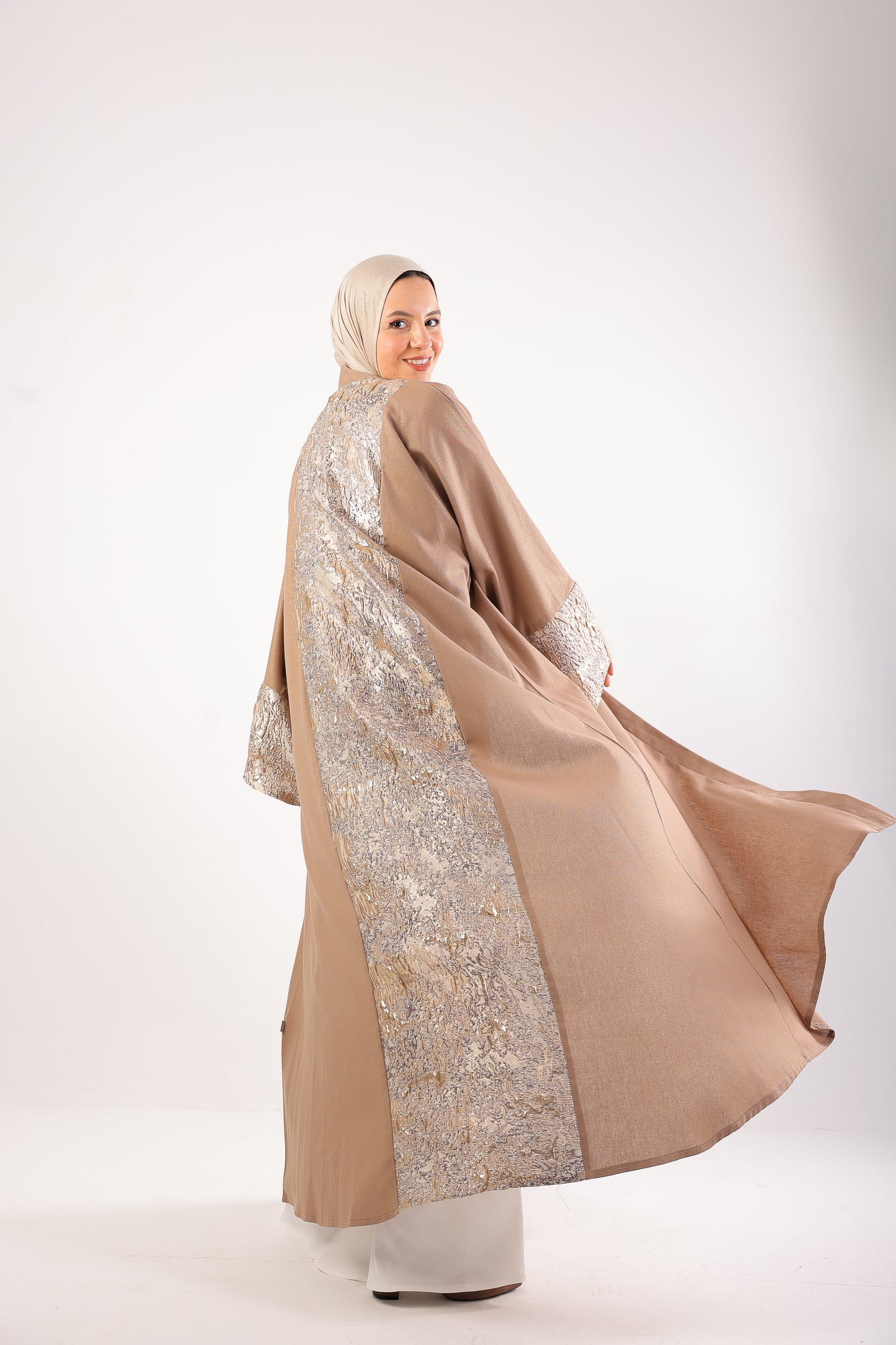 Elegant Shimmer Caftan – Code 511 Light Brown