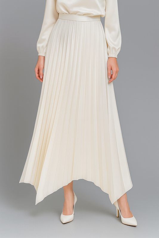 Asymmetric Pleated Satin Code 41 Off White