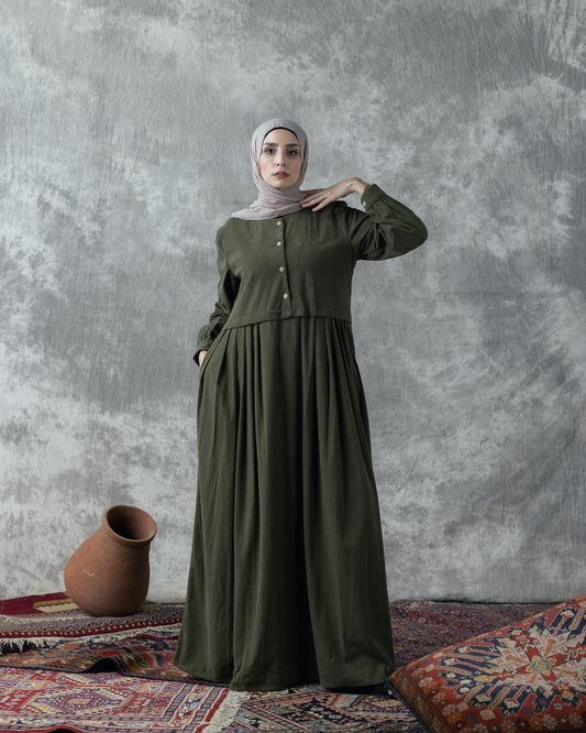 Rib velvet dress Code FW 108 Dark Green