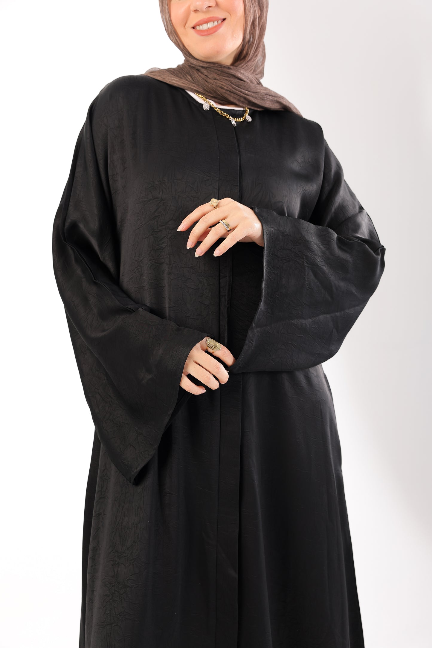our Jacquard Silk Abaya with hidden buttons and Pockets 
Code 800B