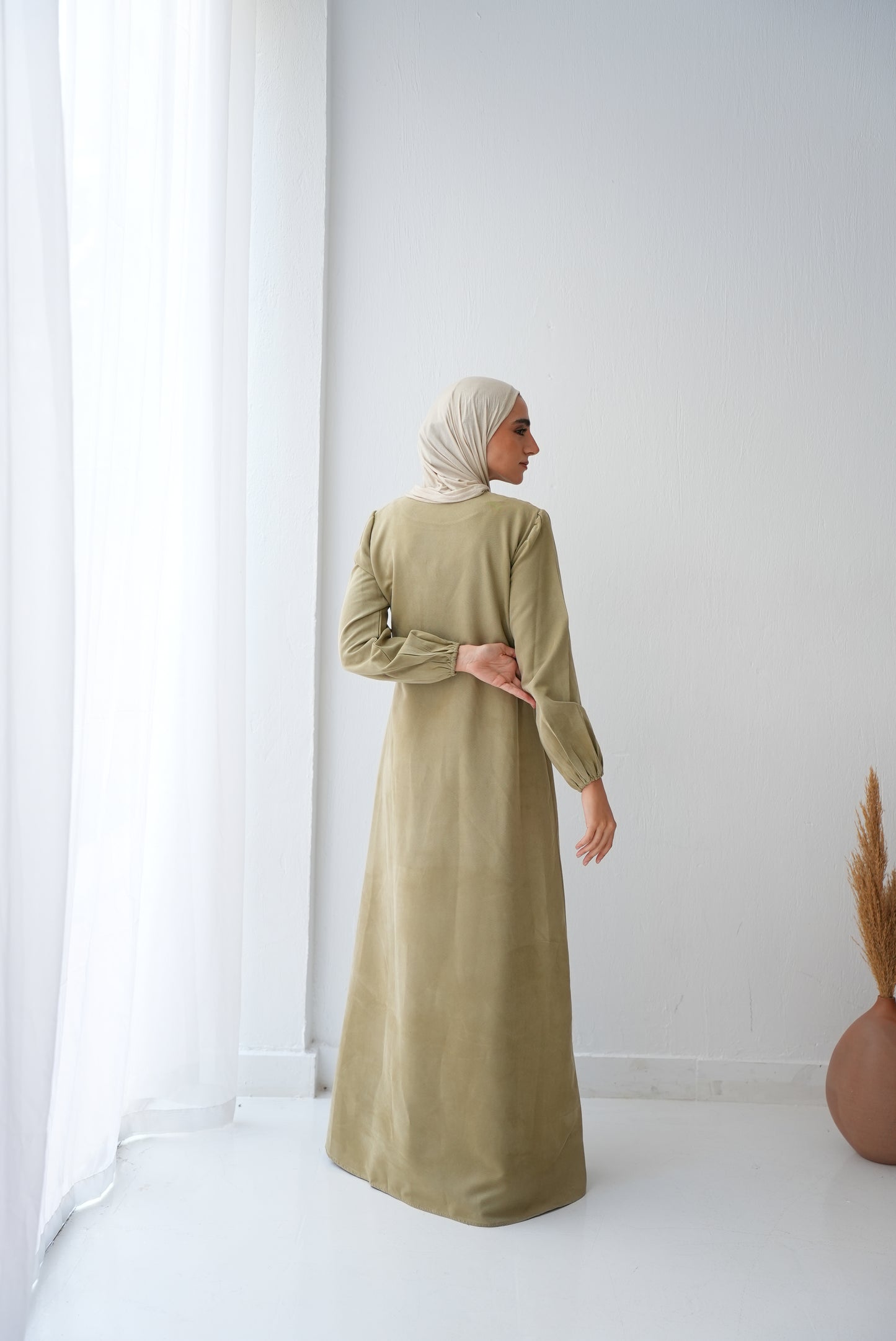 Soft Suede wrap Dress Code fw400 Amber green