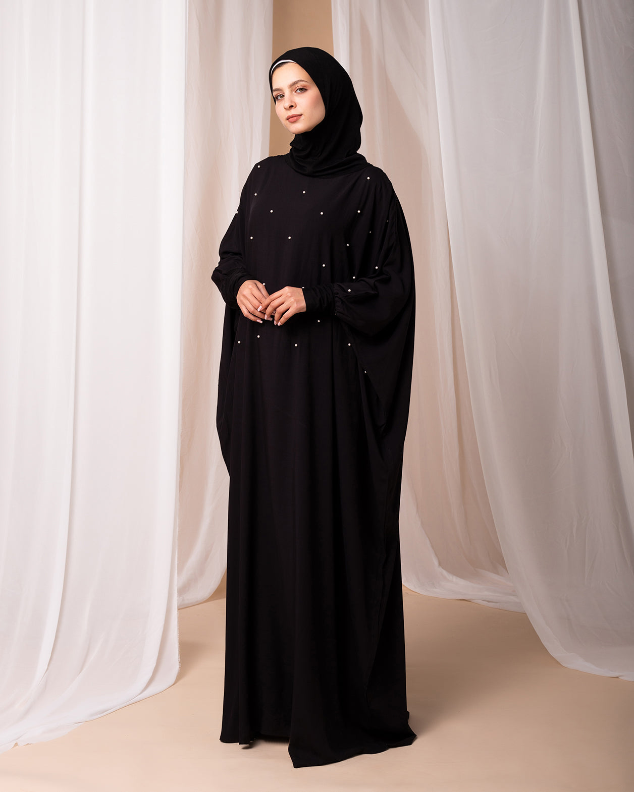 Cotton Viscose Pearl Prayer Wear Black code 333