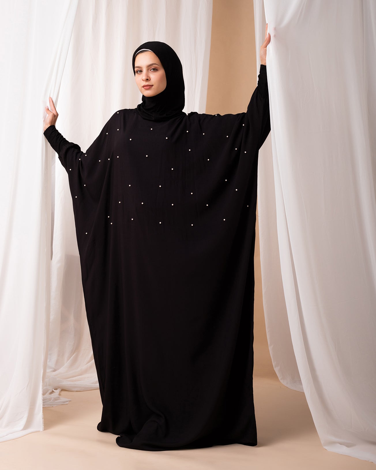 Cotton Viscose Pearl Prayer Wear Black code 333